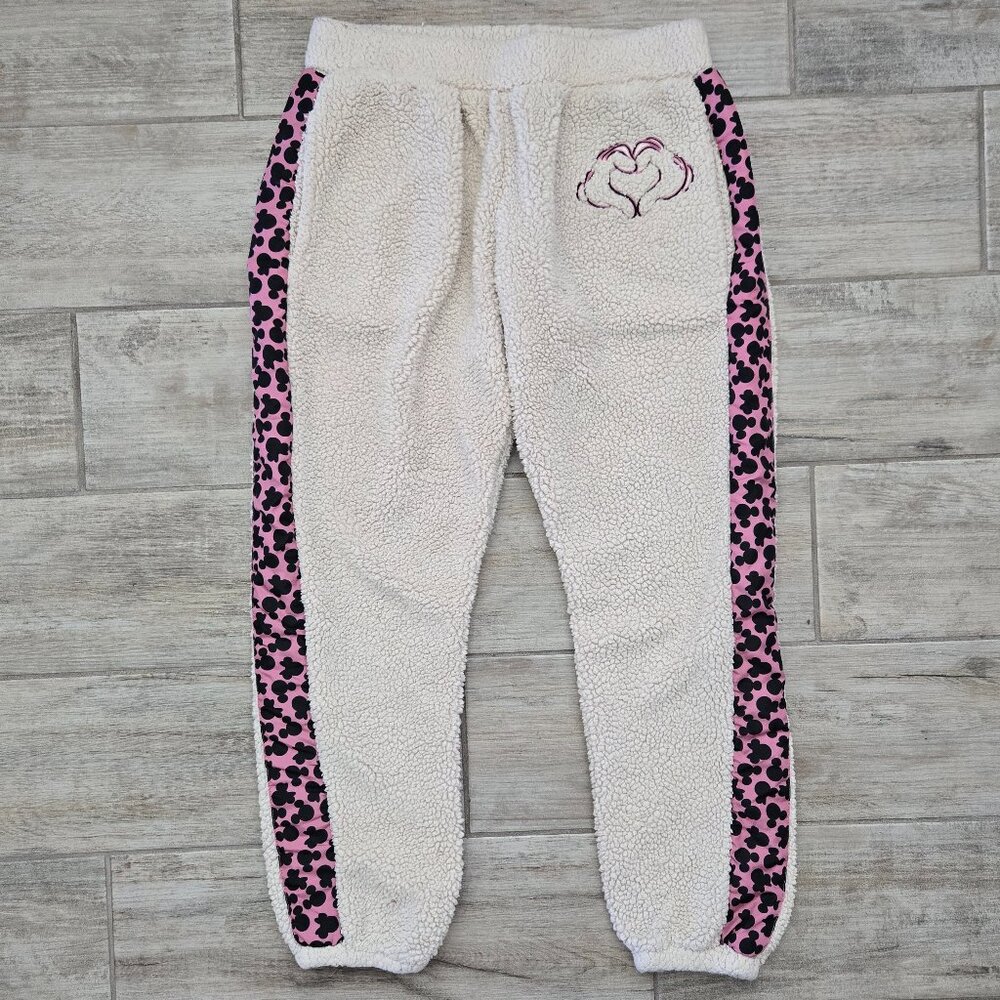 Disney Plush Jogger Pants Women's Pull On Faux Sherpa‎ Sweatpants Comfy Casual M